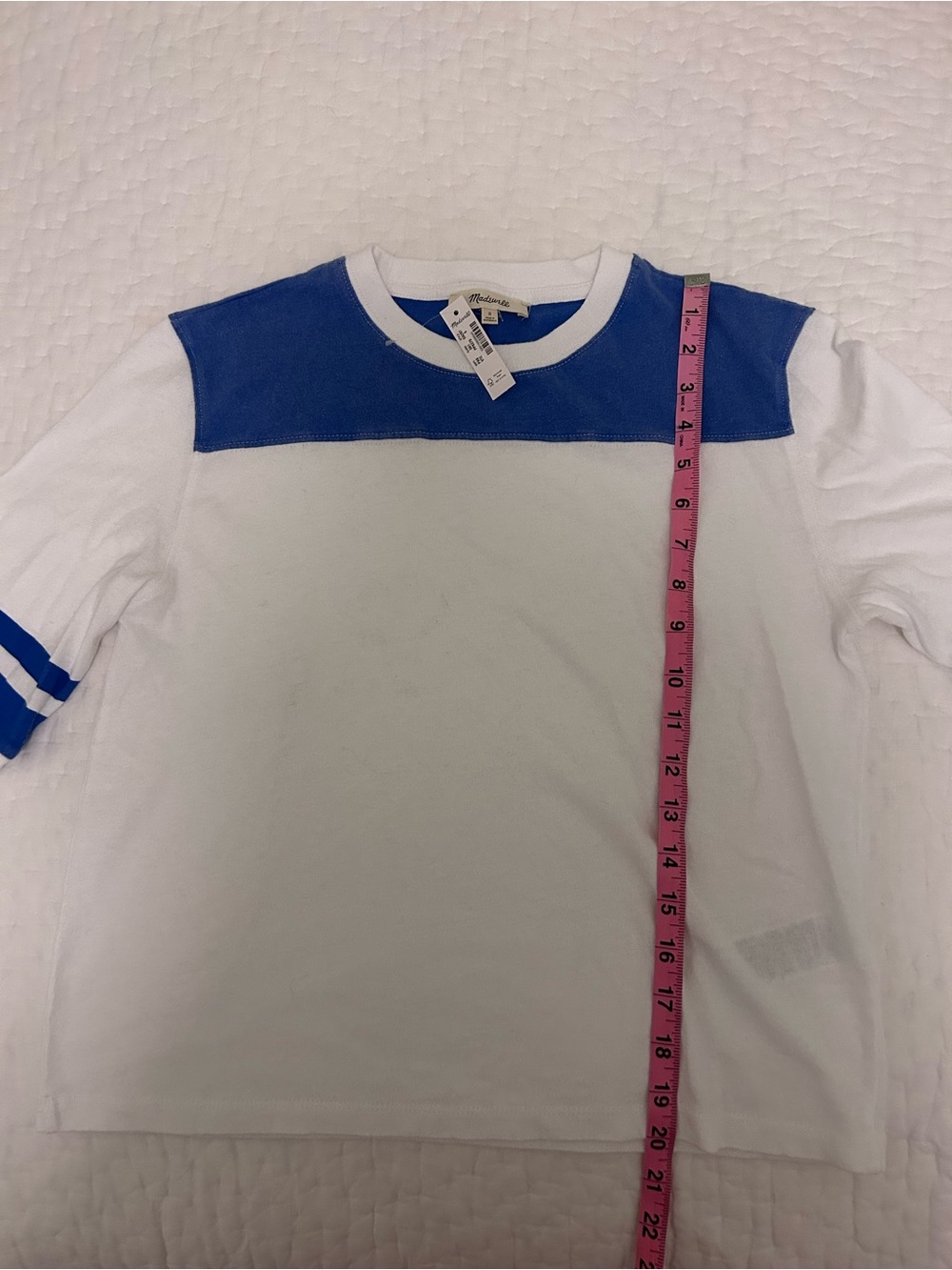 Madewell Vintage Varsity White and Blue Ringer Tee - Picture 6 of 9